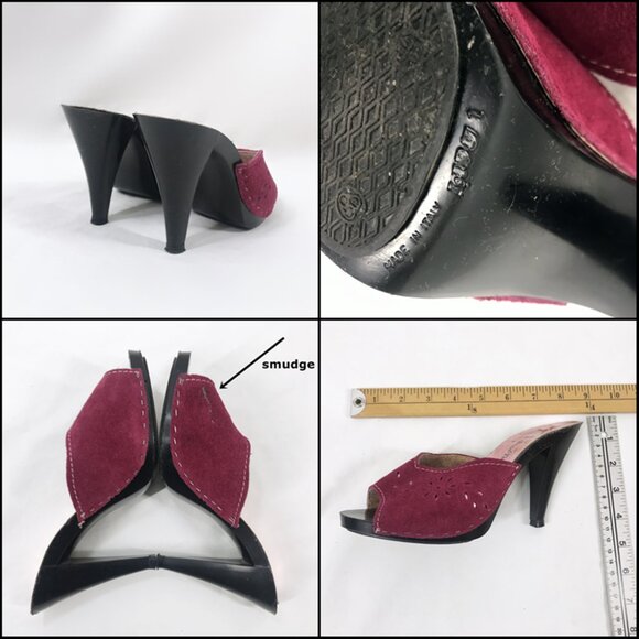 Vintage 70s 80s Mules Suede cutout Sears The Shoe Place Heels Sandals Disco - Picture 8 of 8